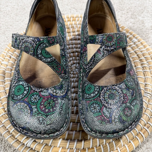 Alegria Dayna 327 Mary Jane Shoes Leather Comfort in Multi Spiro Blues 39/US 9 - Picture 4 of 15